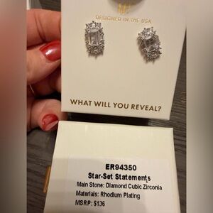 Star-Set Statements Rhodium-Plated Earrings